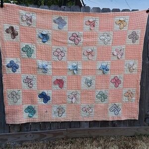 Vintage Butterfly Hand Quilted Quilt
